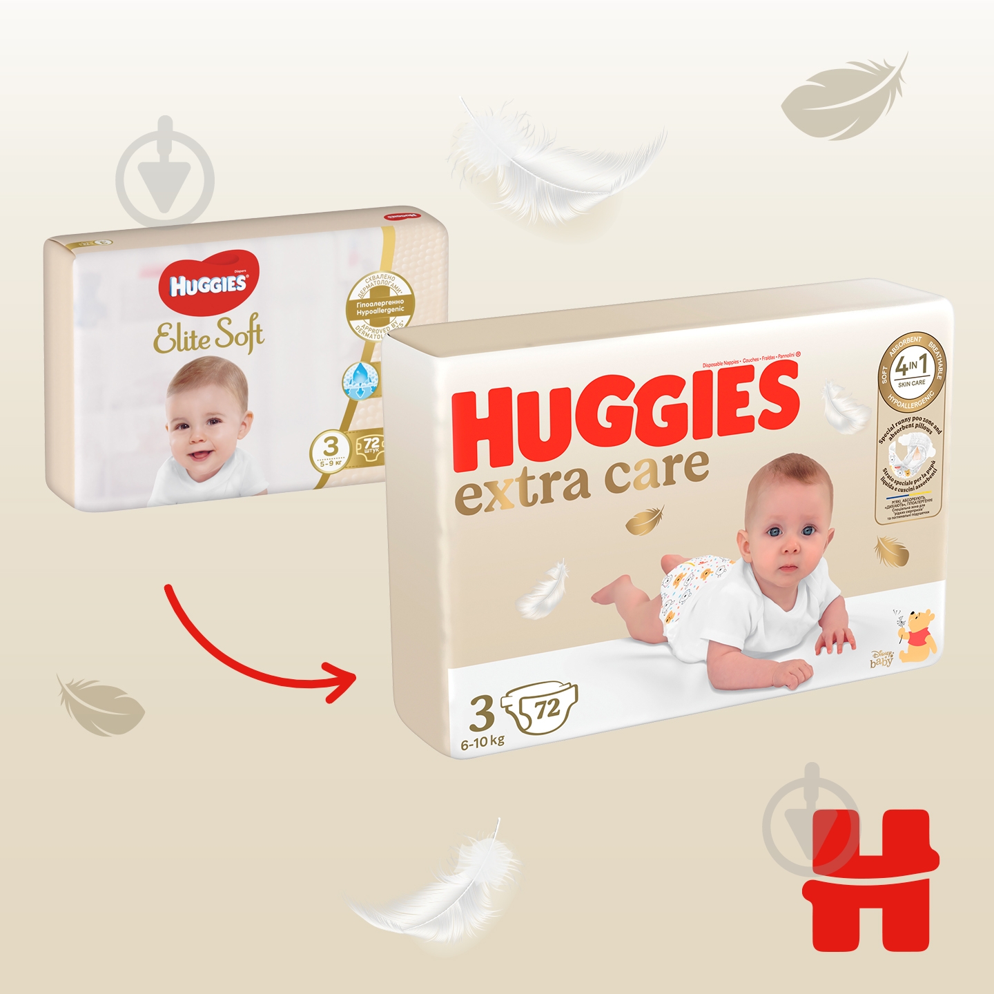 Подгузники Huggies Extra Care 3 6-10 кг 72 шт. - фото 3