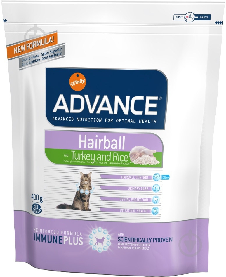 Корм Advance Hairball с индейкой 400 г - фото 1