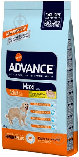 Корм для крупных пород Advance Maxi Adult 20 кг (курица, рис) 20 кг - фото 1 Корм для крупных пород Advance Maxi Adult 20 кг (курица, рис) 20 кг - фото 1
