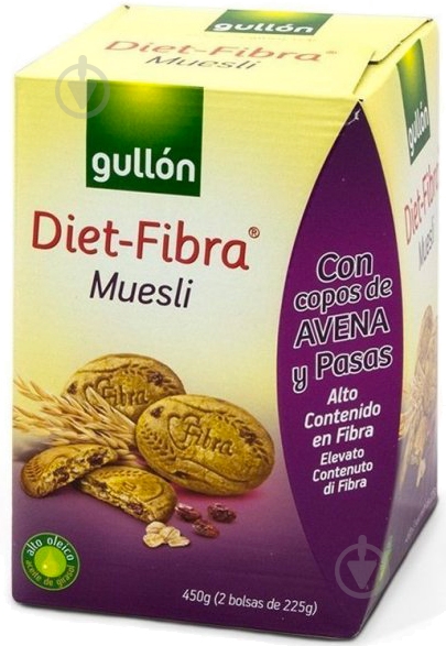 Печенье Gullon Diet Fibra Muesli 450 г - фото 1 Печенье Gullon Diet Fibra Muesli 450 г - фото 1