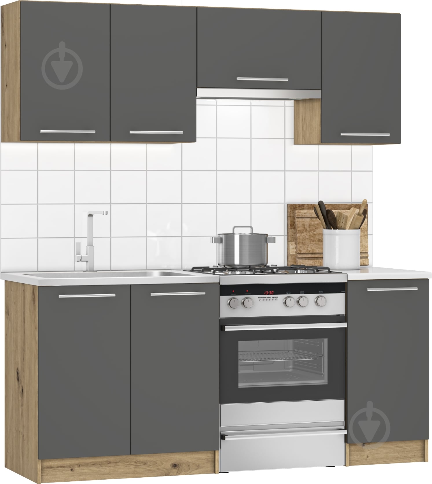 Кухня Грейд Майя ДСП 1,8м графіт сірий/дуб артізан - фото 1