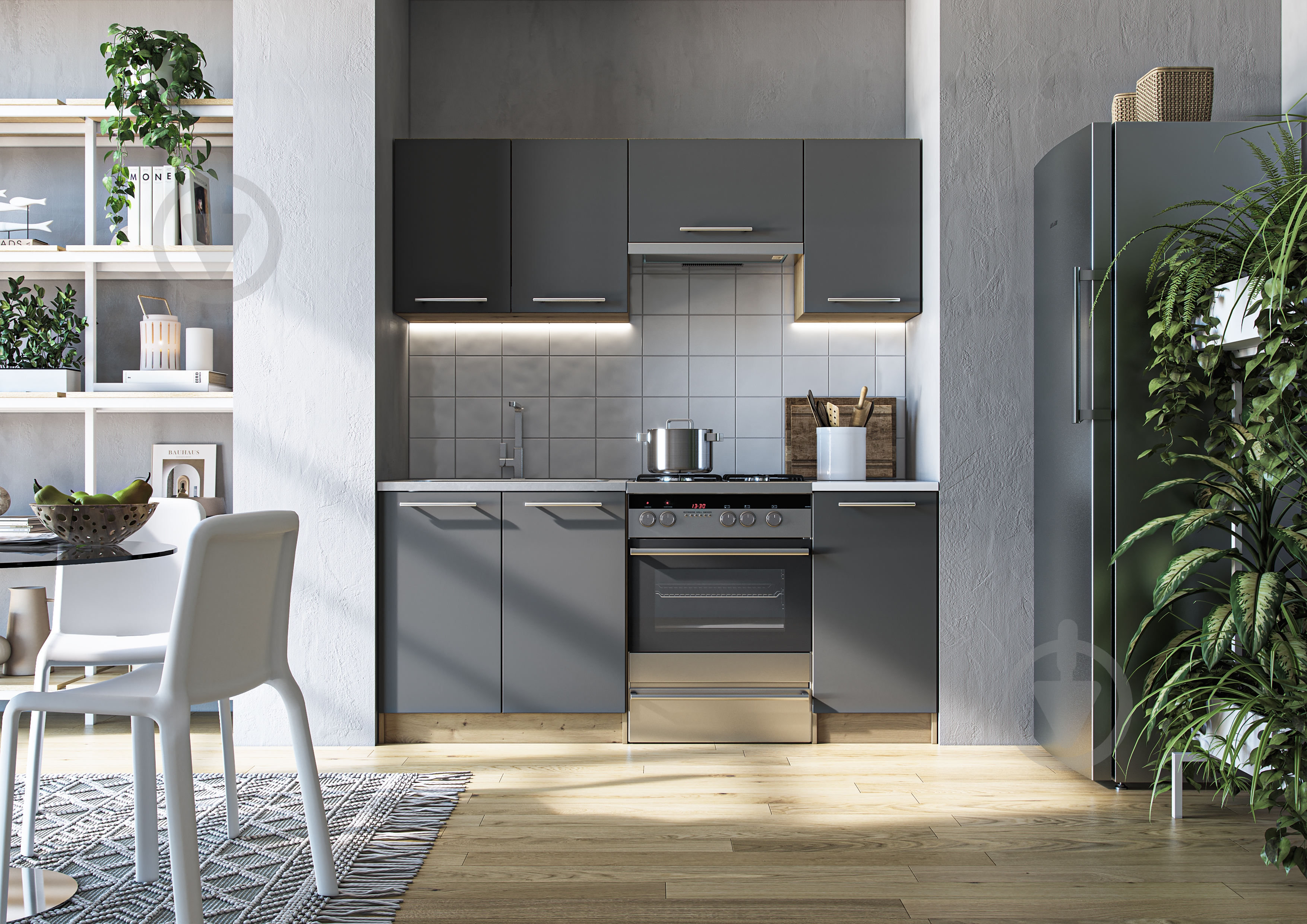 Кухня Грейд Майя ДСП 1,8м графіт сірий/дуб артізан - фото 2