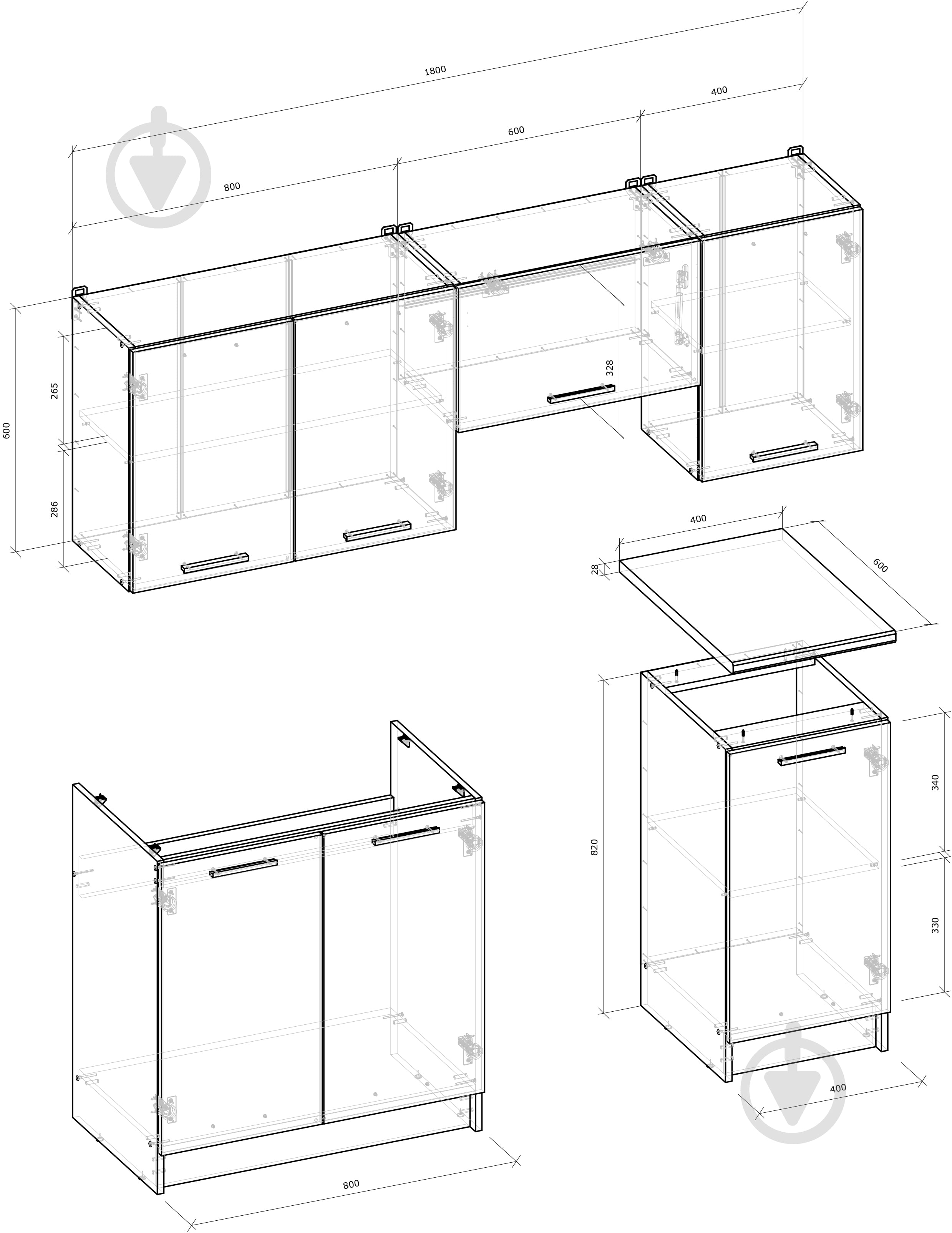 Кухня Грейд Майя ДСП 1,8м графіт сірий/дуб артізан - фото 4