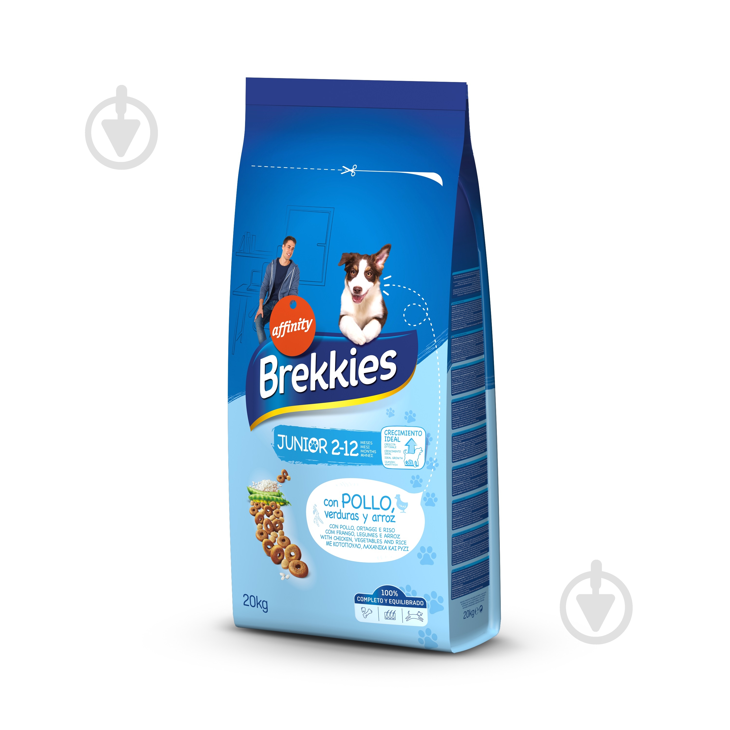 Корм для усіх порід Brekkies Excel Junior Original Кальцій та Вітаміни 20 кг (курка, рис) 20 кг - фото 1