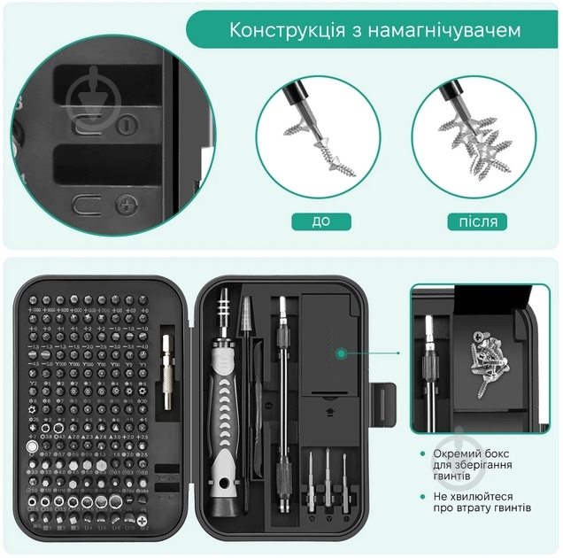 Викрутка зі змінними насадками King's Dun 130 в 1 KS-1014339 - фото 7 Викрутка зі змінними насадками King's Dun 130 в 1 KS-1014339 - фото 7