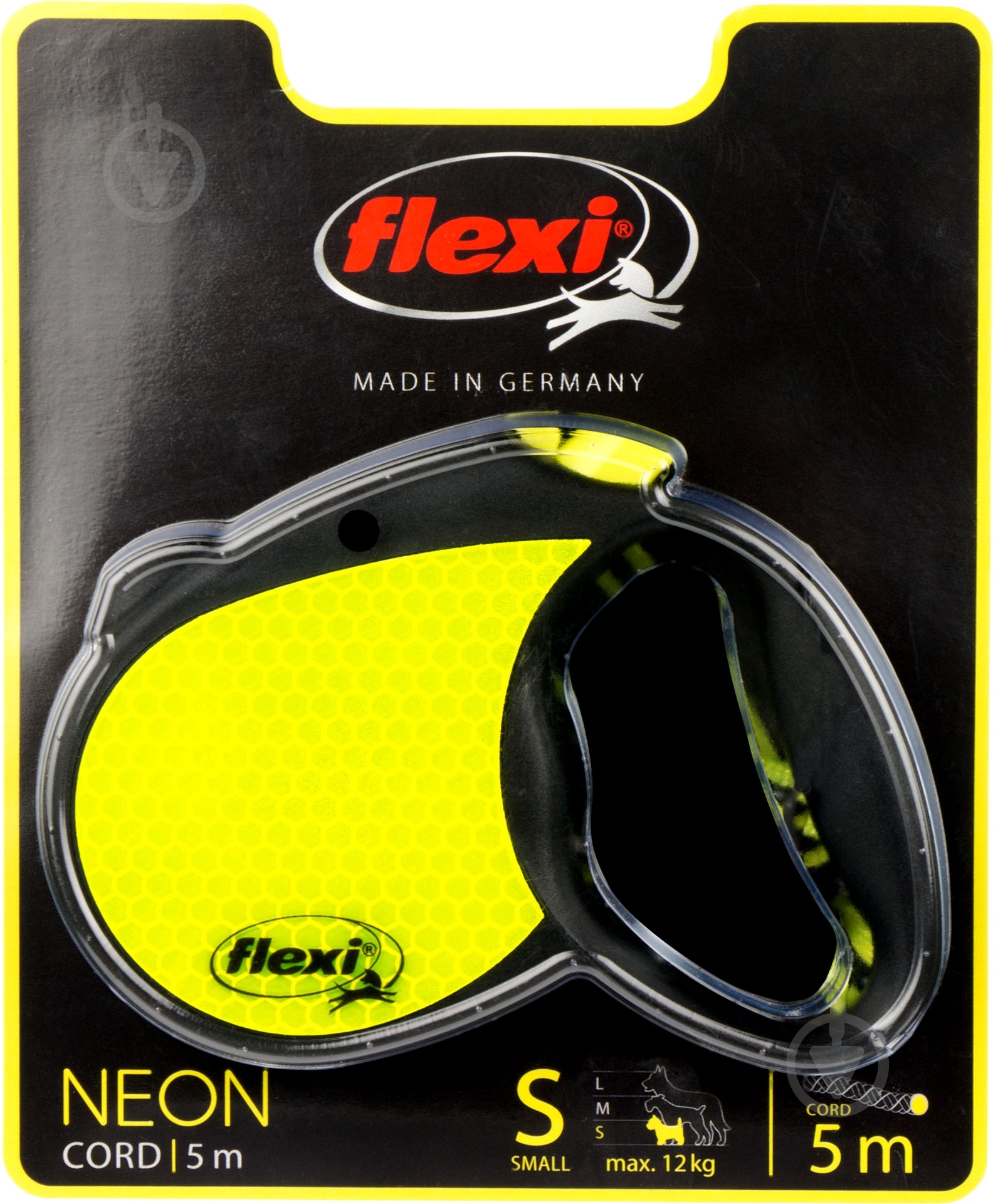 Поводок-рулетка Flexi Neon Reflect S черный с желтым до 12 кг 5 м - фото 2