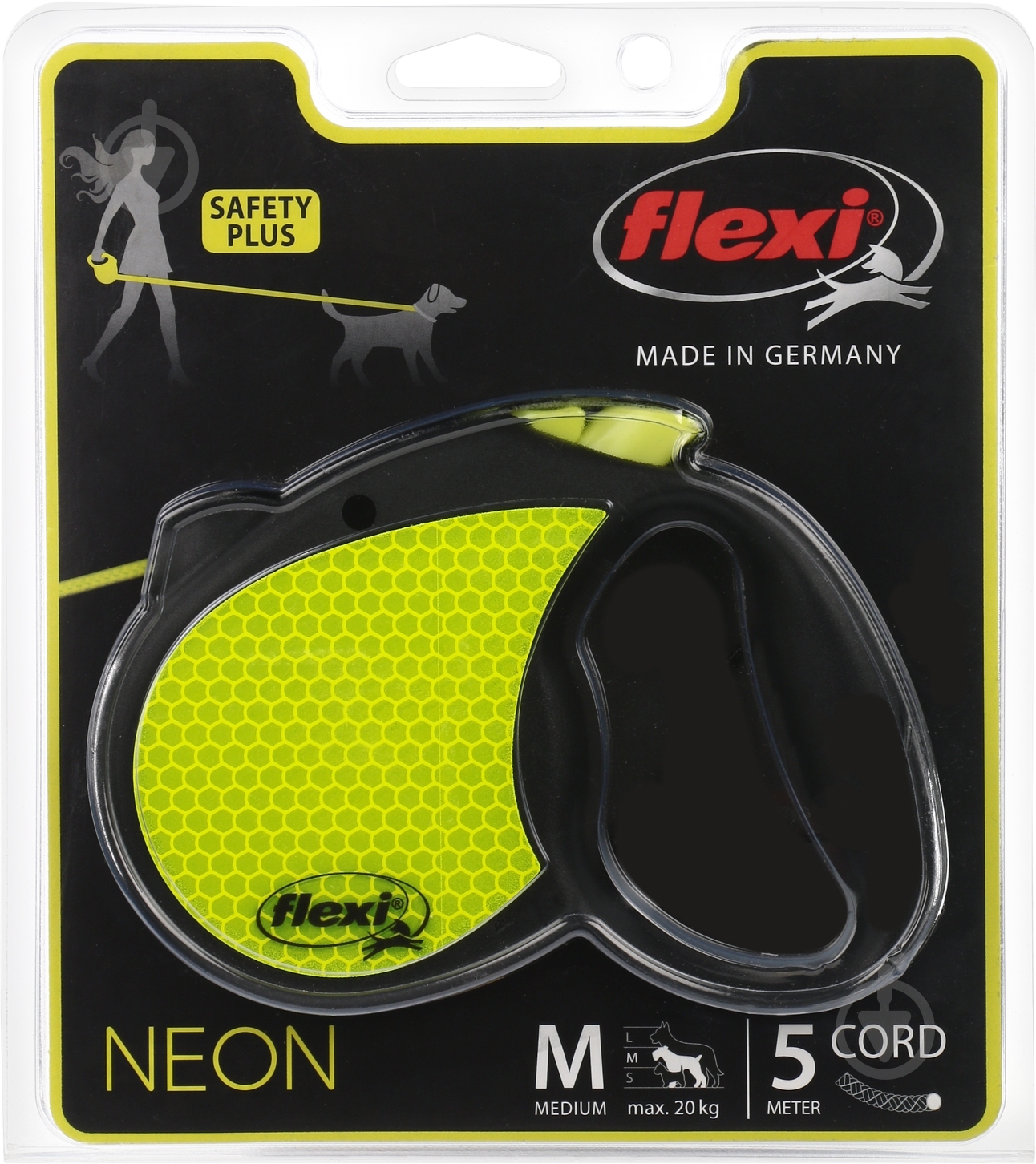 Поводок-рулетка Flexi Neon Reflect М черный с желтым до 20 кг 5 м - фото 2 Поводок-рулетка Flexi Neon Reflect М черный с желтым до 20 кг 5 м - фото 2