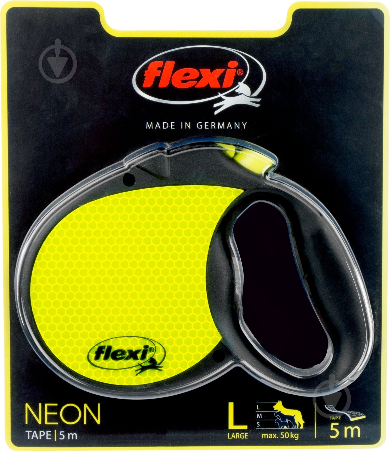 Поводок-рулетка Flexi Neon Reflect L черный с желтым до 50 кг 5 м - фото 2 Поводок-рулетка Flexi Neon Reflect L черный с желтым до 50 кг 5 м - фото 2
