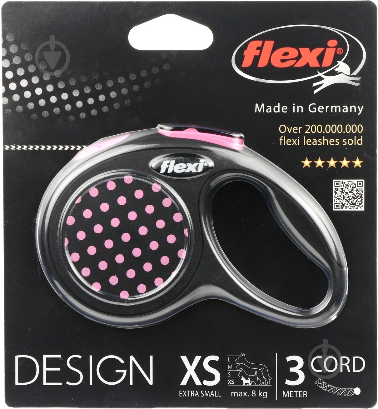 Поводок-рулетка Flexi Disign XS черный с розовой вставкой до 8 кг 3 м - фото 2
