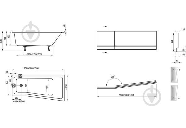 Ванна акриловая Ravak BE HAPPY II C971000000 170х75 см L - фото 2 Ванна акриловая Ravak BE HAPPY II C971000000 170х75 см L - фото 2