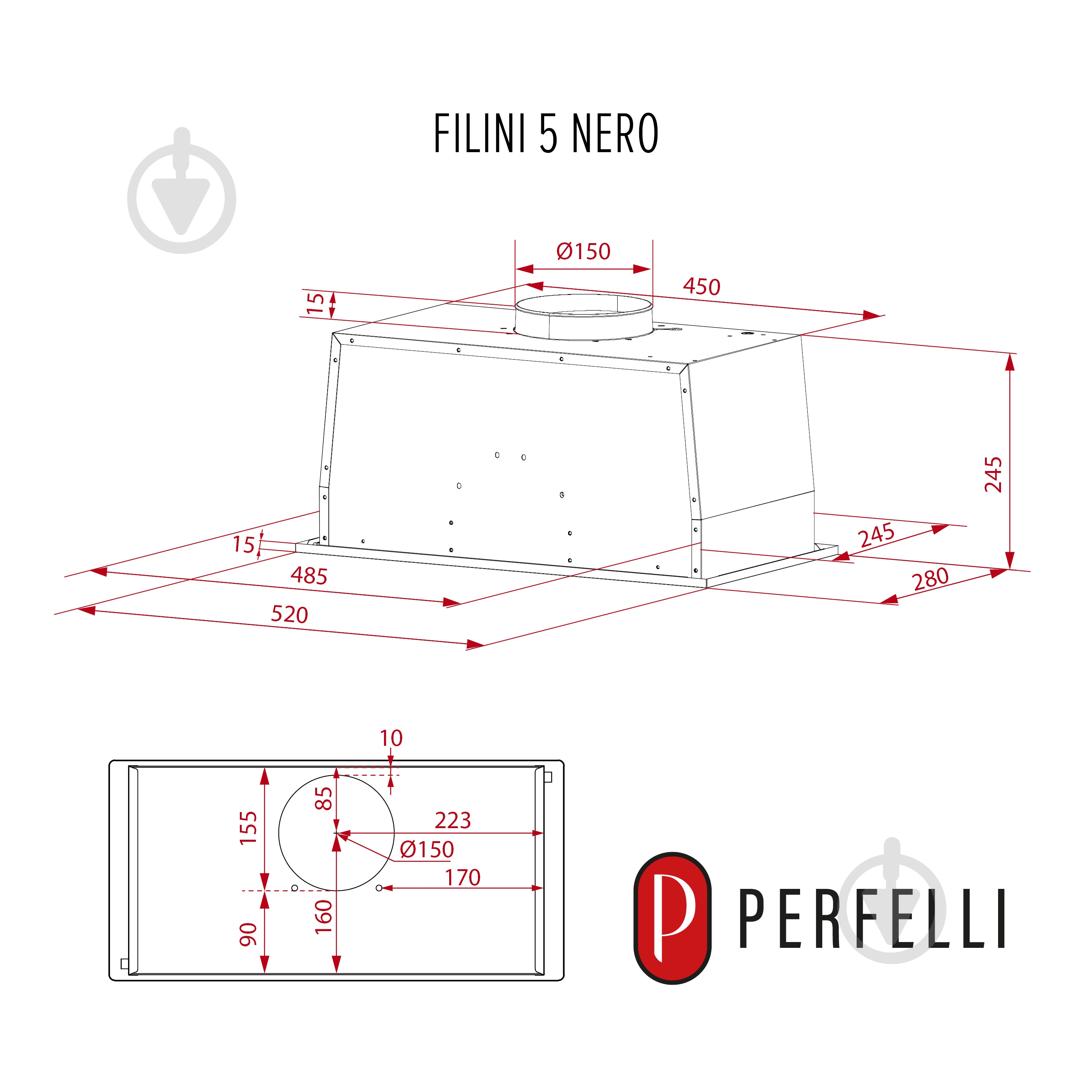Витяжка Perfelli Design Design Filini 5 Nero - фото 17 Витяжка Perfelli Design Design Filini 5 Nero - фото 17