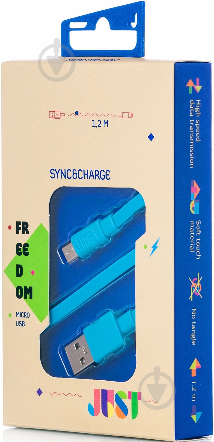 Кабель JUST USB – microUSB 1.2 м голубой (MCR-FRDM-BL) - фото 4