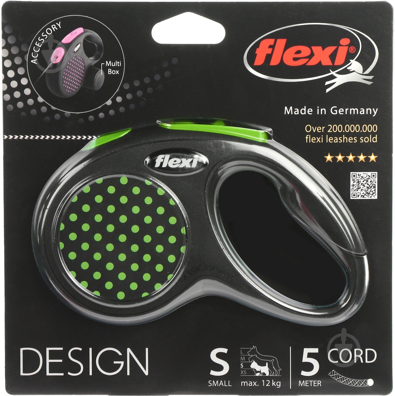 Поводок-рулетка Flexi Disign S черный с зелеными вставками до 12 кг 5 м - фото 2