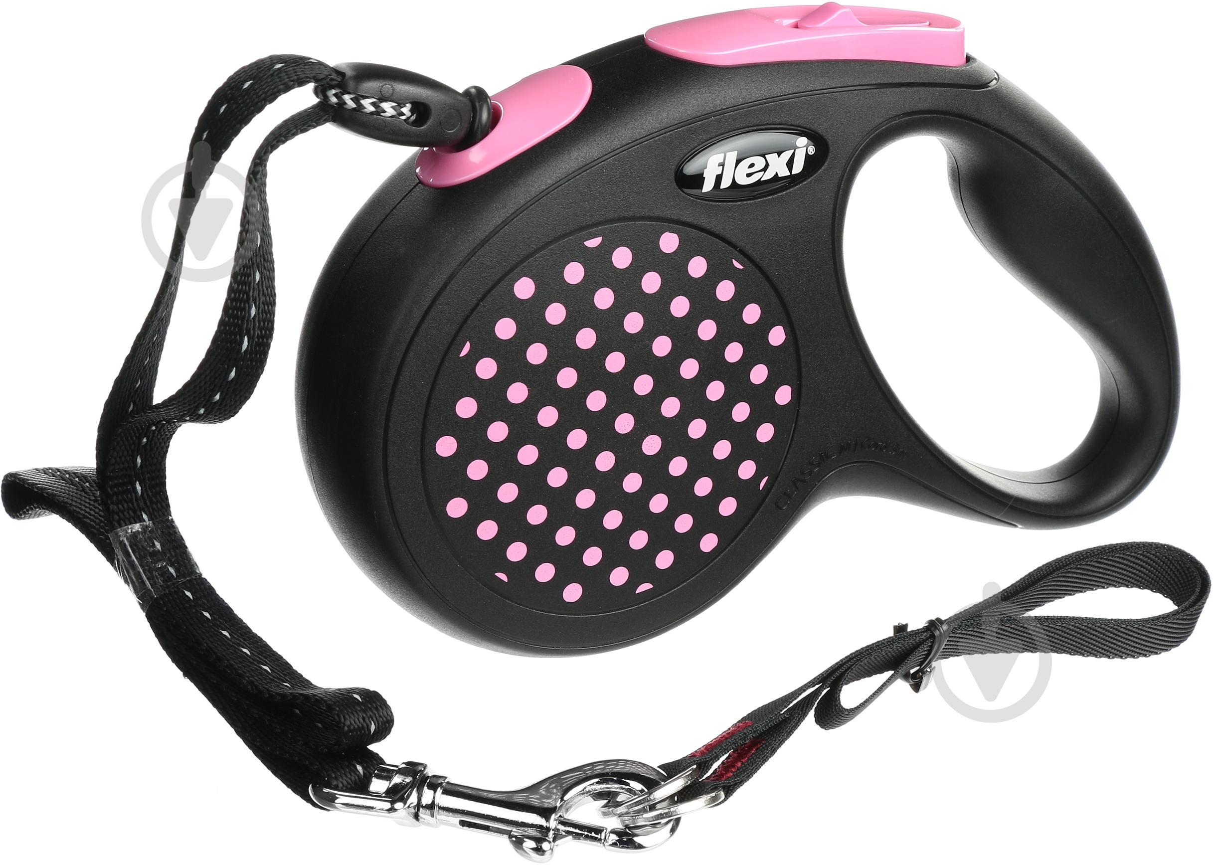 Поводок-рулетка Flexi Disign M черный с розовой вставкой до 20 кг 5 м - фото 1