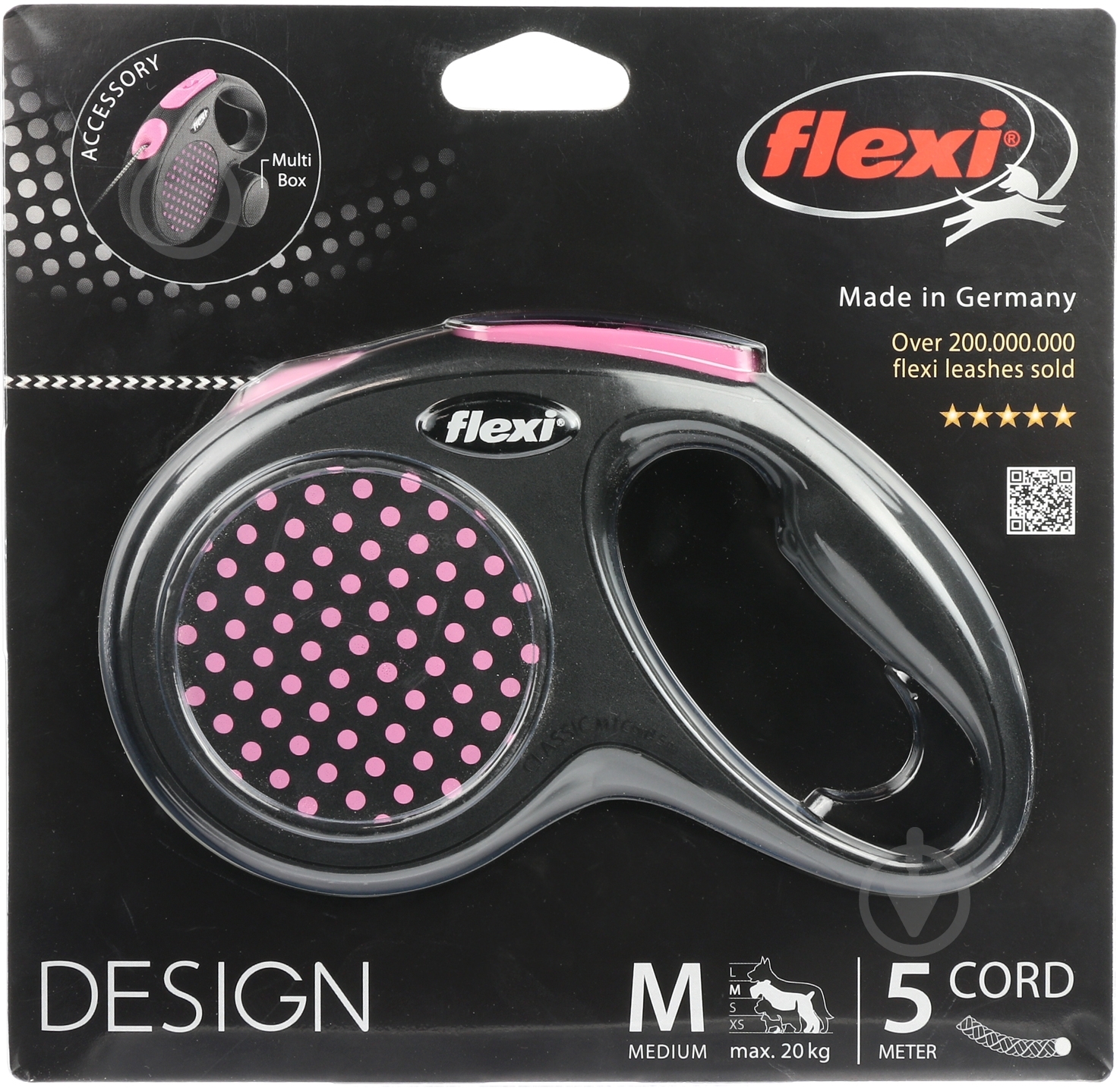 Поводок-рулетка Flexi Disign M черный с розовой вставкой до 20 кг 5 м - фото 2