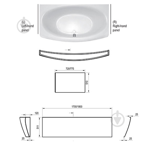 Панель для ванны боковая Ravak Evolution 70 L - фото 4