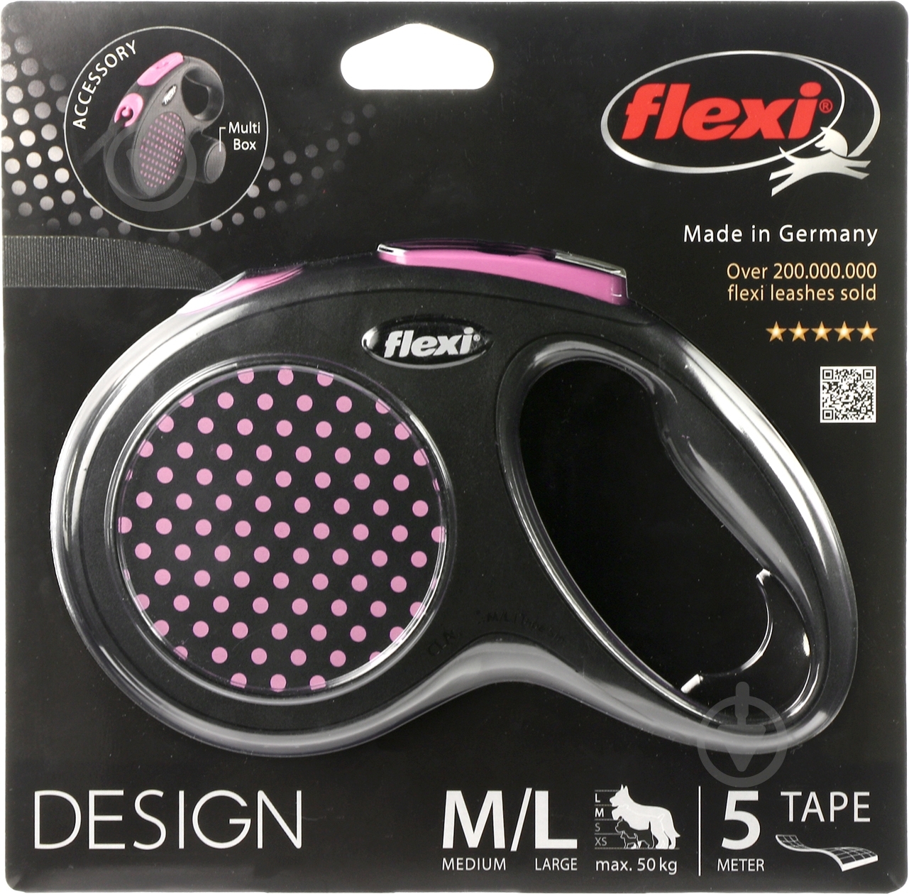 Поводок-рулетка Flexi Disign M-L черный с розовой вставкой до 50 кг 5 м - фото 2 Поводок-рулетка Flexi Disign M-L черный с розовой вставкой до 50 кг 5 м - фото 2