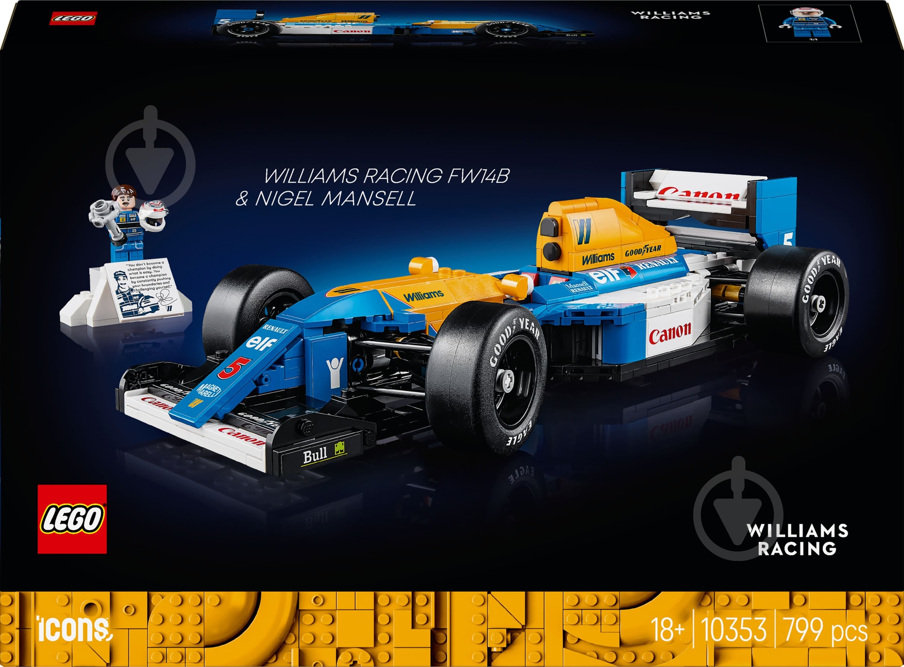 ᐉ Конструктор LEGO Icons Williams Racing FW14B и Найджел Мэнселл