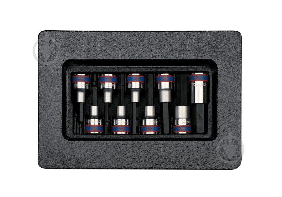 Набор бит KING TONY 1/2" 4-17 мм HEX 9 шт. 9-4120PR - фото 1