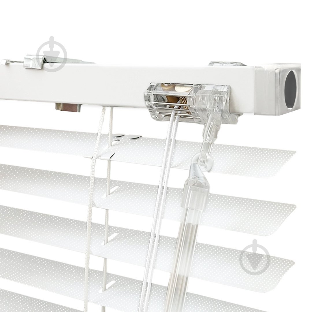 Жалюзи Rollotex алюминиевые горизонтальные перфорированные с фиксацией 46х120 см белые - фото 3