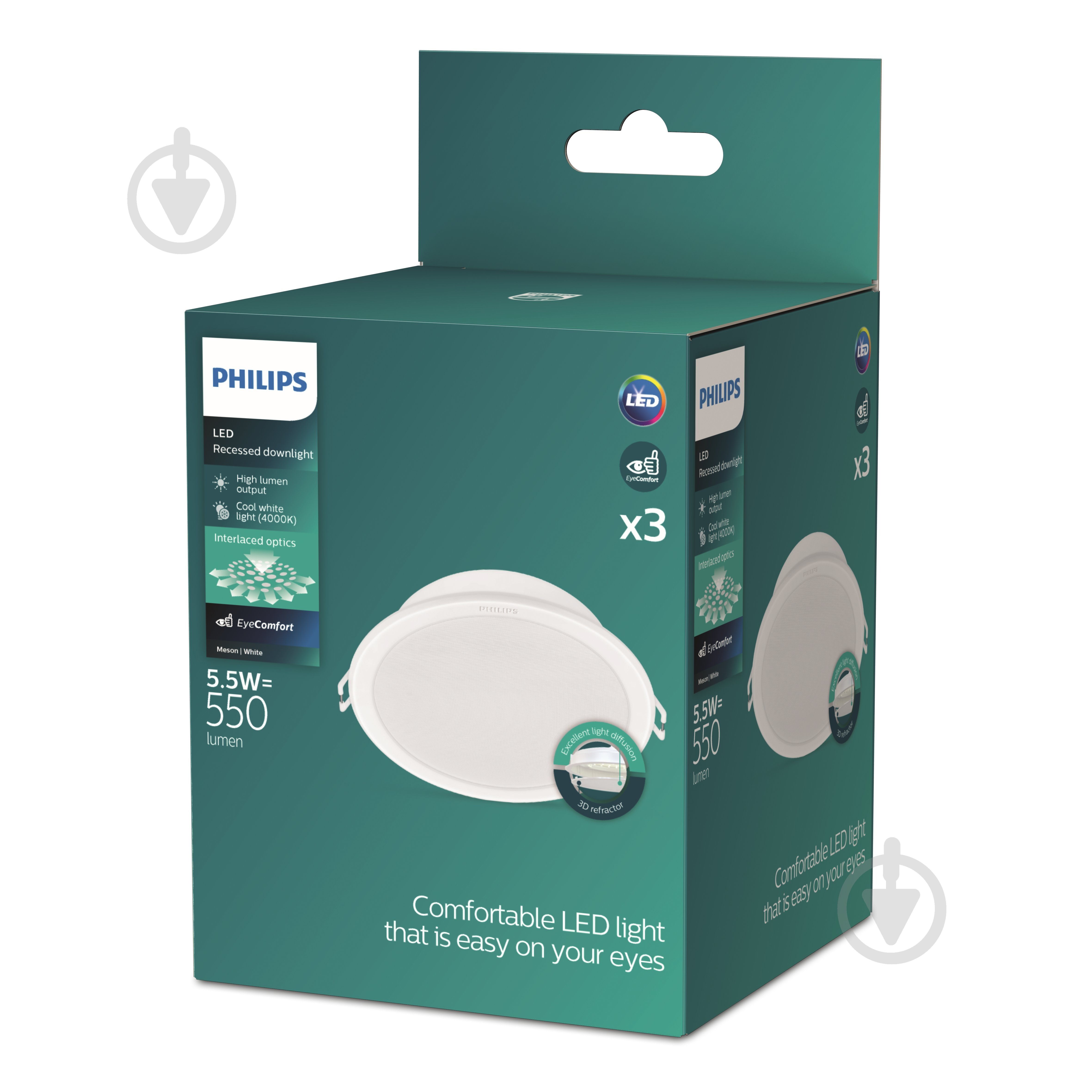Світильник точковий Philips Meson 3 шт. 5,5 Вт 4000 К білий 929003274831 - фото 1
