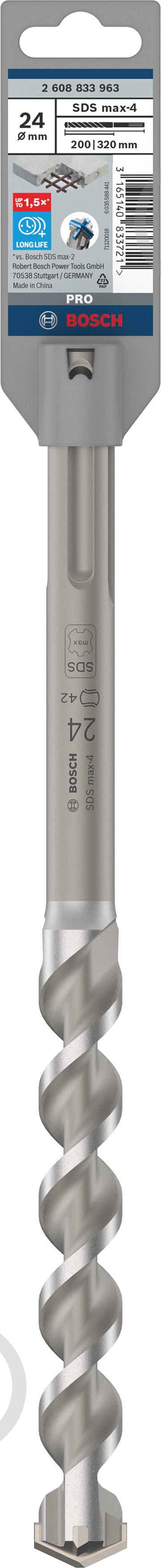Бур Bosch 4 SDS-max 24x200 мм 320 мм 2608833963 - фото 3 Бур Bosch 4 SDS-max 24x200 мм 320 мм 2608833963 - фото 3