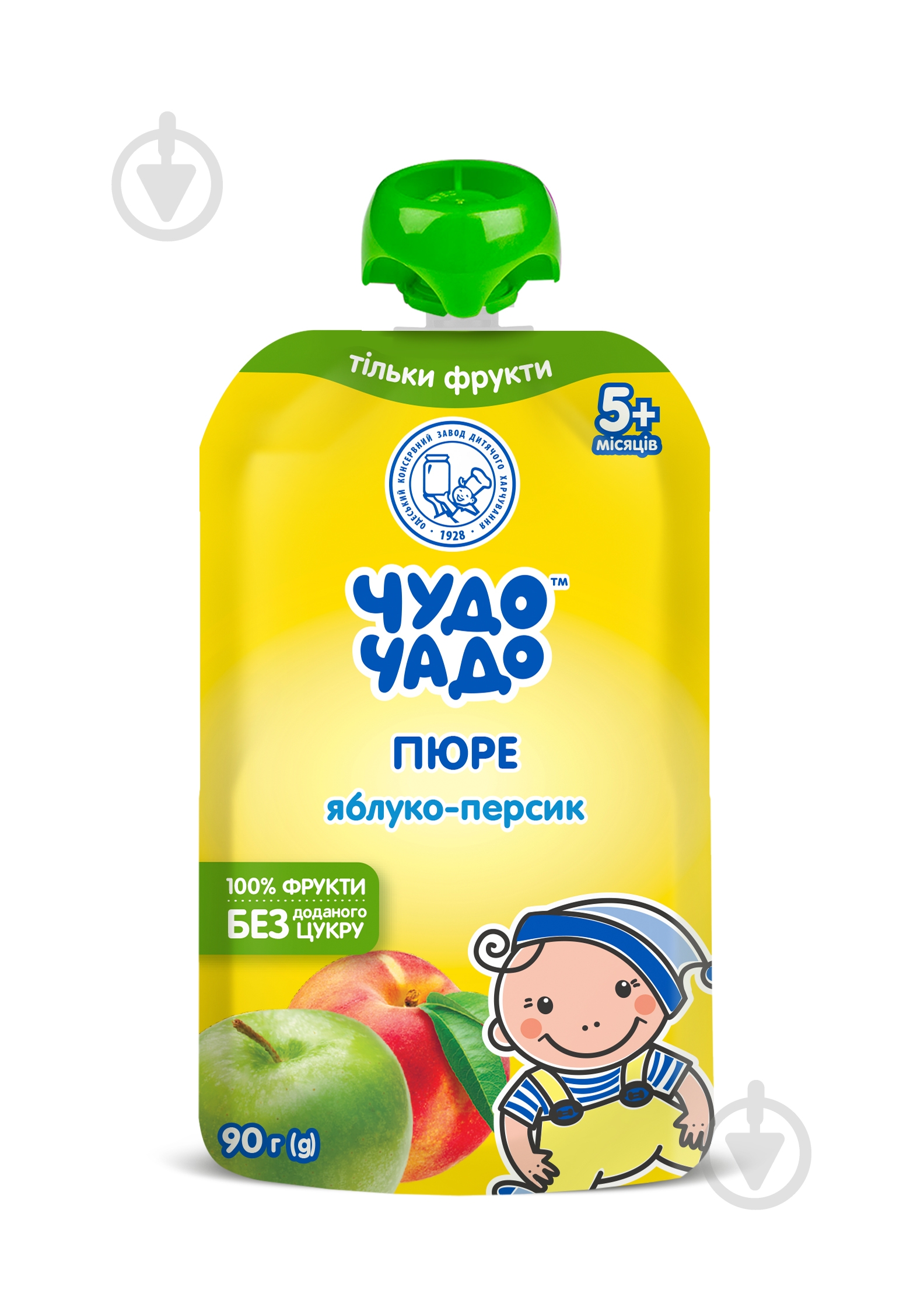 Пюре Чудо-Чадо Яблоко-персик с сахаром 90 г - фото 1