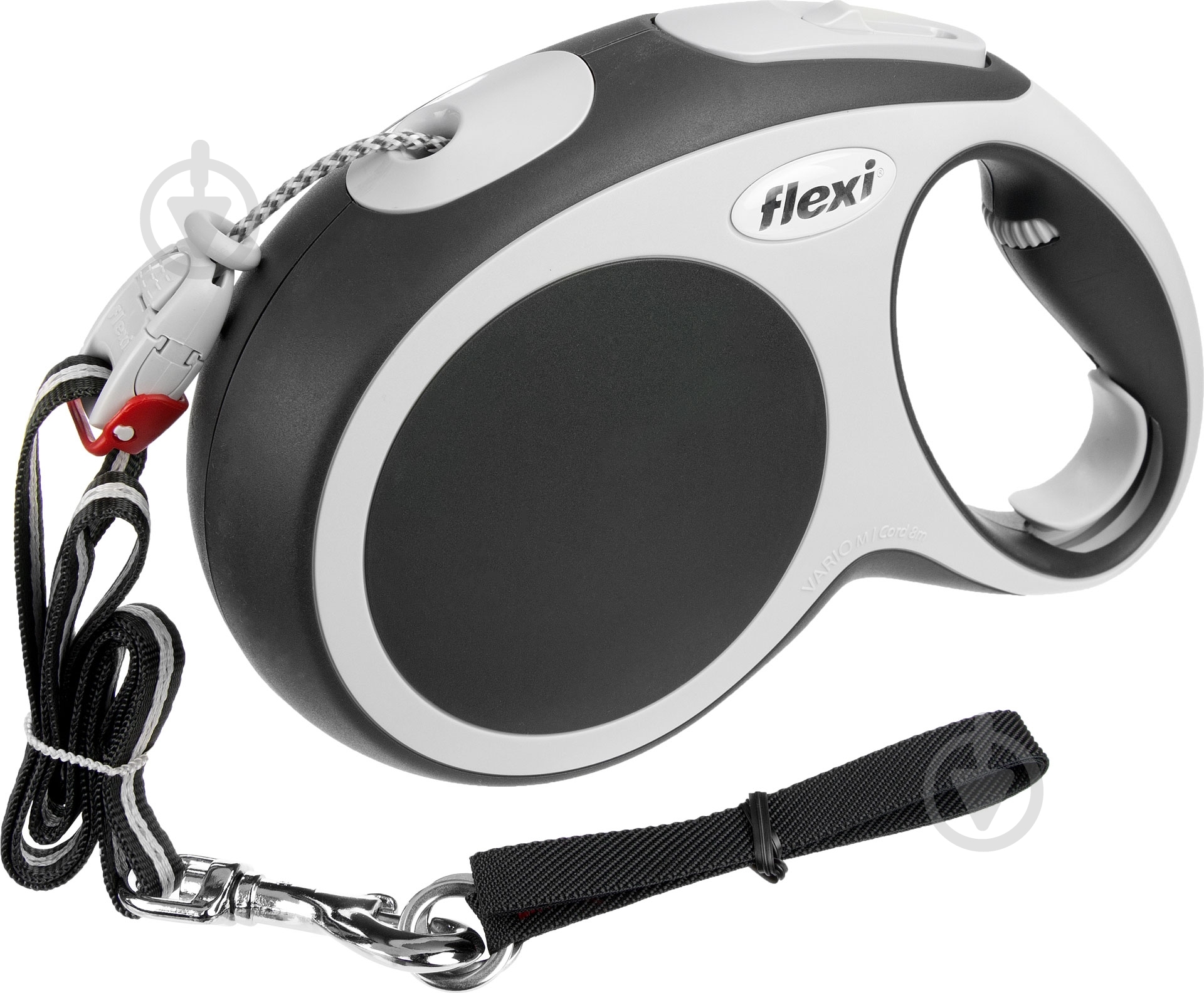 Повідець-рулетка Flexi Vario M чорний із сірими вставками до 20 кг 8 м - фото 1 Повідець-рулетка Flexi Vario M чорний із сірими вставками до 20 кг 8 м - фото 1