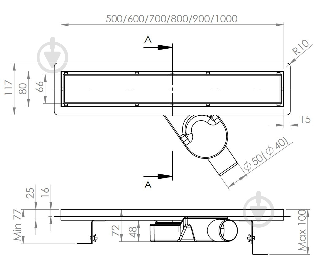 Линейный трап для душа Rhein L80 - фото 3