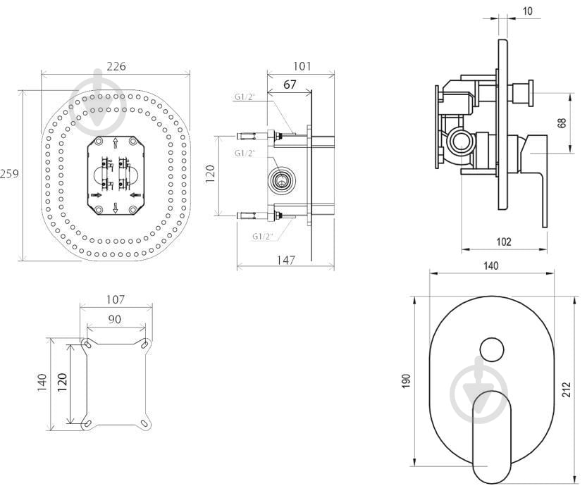 Смеситель для ванны/душа Ravak Chrome CR 065.00 для R-box X070056 - фото 3