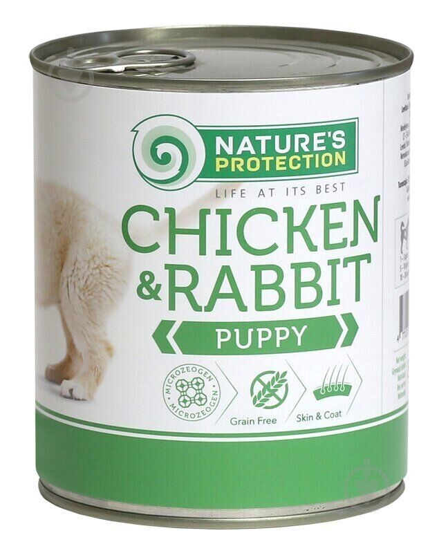 Консерва для всех пород Nature's Protection Puppy Chicken&Rabbit 400 г (мясо курицы и крольчатины) 400 г - фото 1 Консерва для всех пород Nature's Protection Puppy Chicken&Rabbit 400 г (мясо курицы и крольчатины) 400 г - фото 1