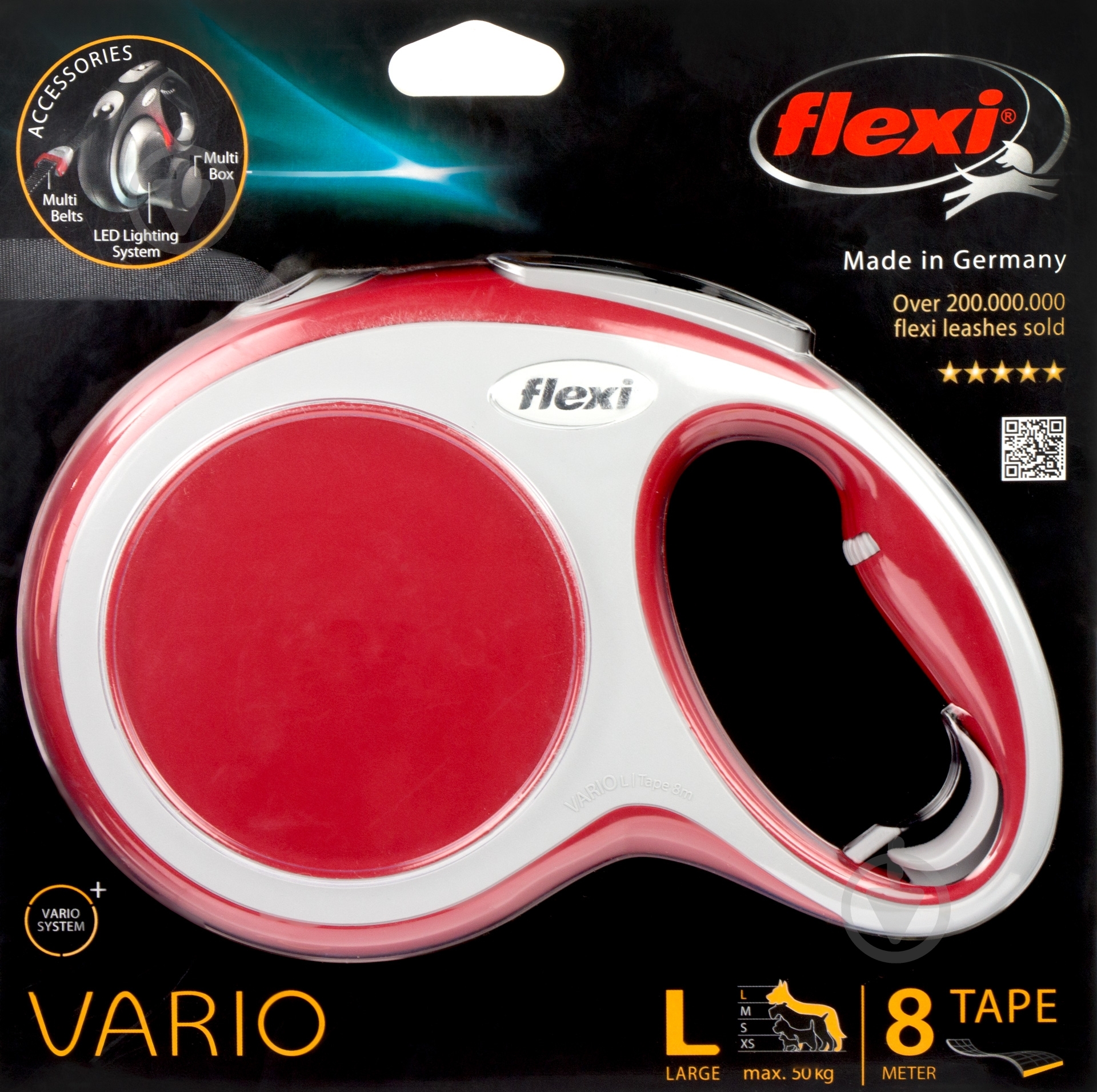 Поводок-рулетка Flexi Vario L красный с серыми вставками до 50 кг 8 м - фото 2