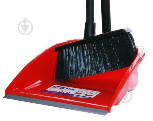 Совок со щеткой с длинной ручкой ARA Bama 60 см красный - фото 1