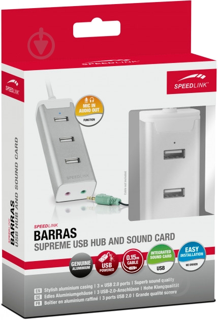 Концентратор Speedlink Barras Supreme 3хUSB 2.0 Silver - фото 5 Концентратор Speedlink Barras Supreme 3хUSB 2.0 Silver - фото 5