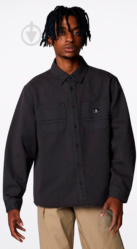 Рубашка Converse Woven Long Sleeve Button Down 10022012-A02 р. S черный - фото 3 Рубашка Converse Woven Long Sleeve Button Down 10022012-A02 р. S черный - фото 3