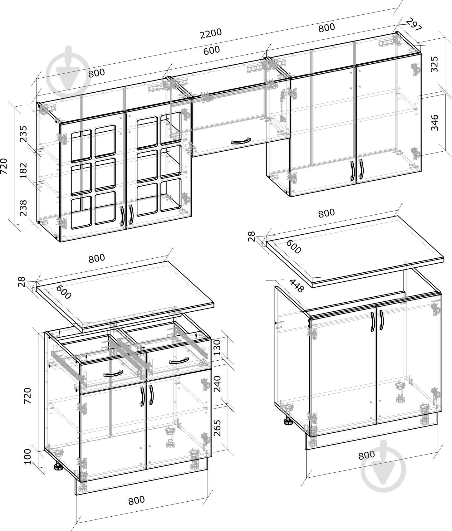 Кухня Грейд Кантри Грейд МДФ 2,2 м - фото 3