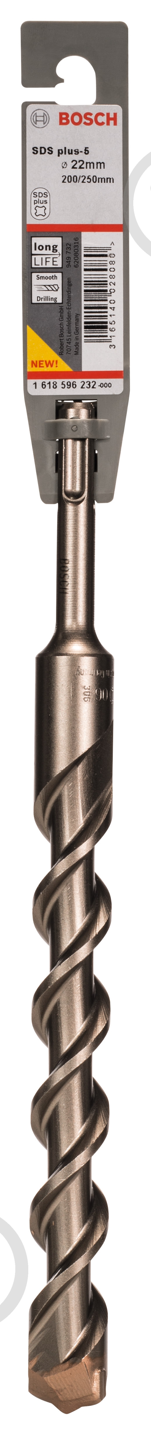 Бур Bosch 5 SDS-plus 22x200 мм 250 мм 1618596232 - фото 2
