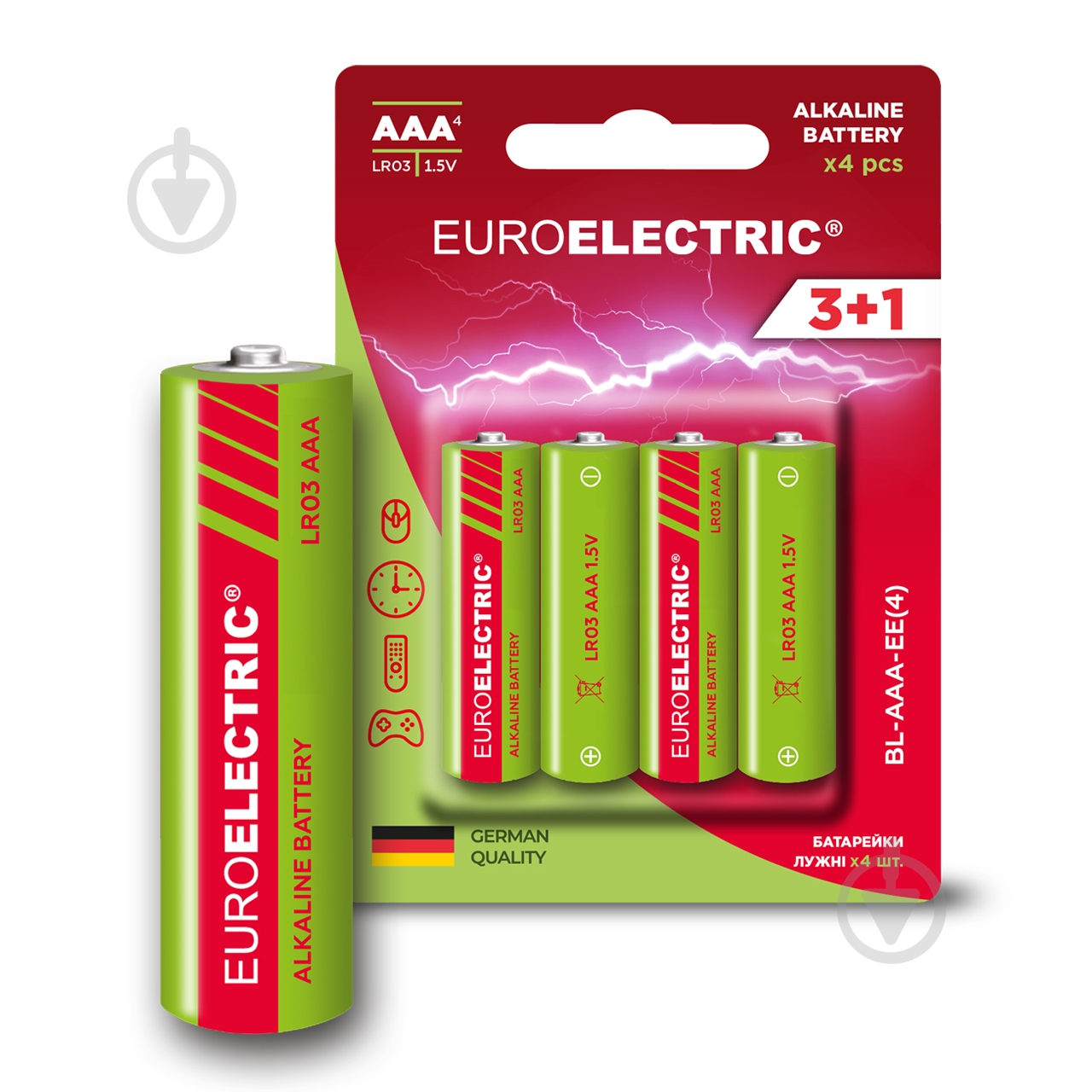 Батарейки Euroelectric ААА 4 шт. (BL-AAA-EE(4)) - фото 1 Батарейки Euroelectric ААА 4 шт. (BL-AAA-EE(4)) - фото 1
