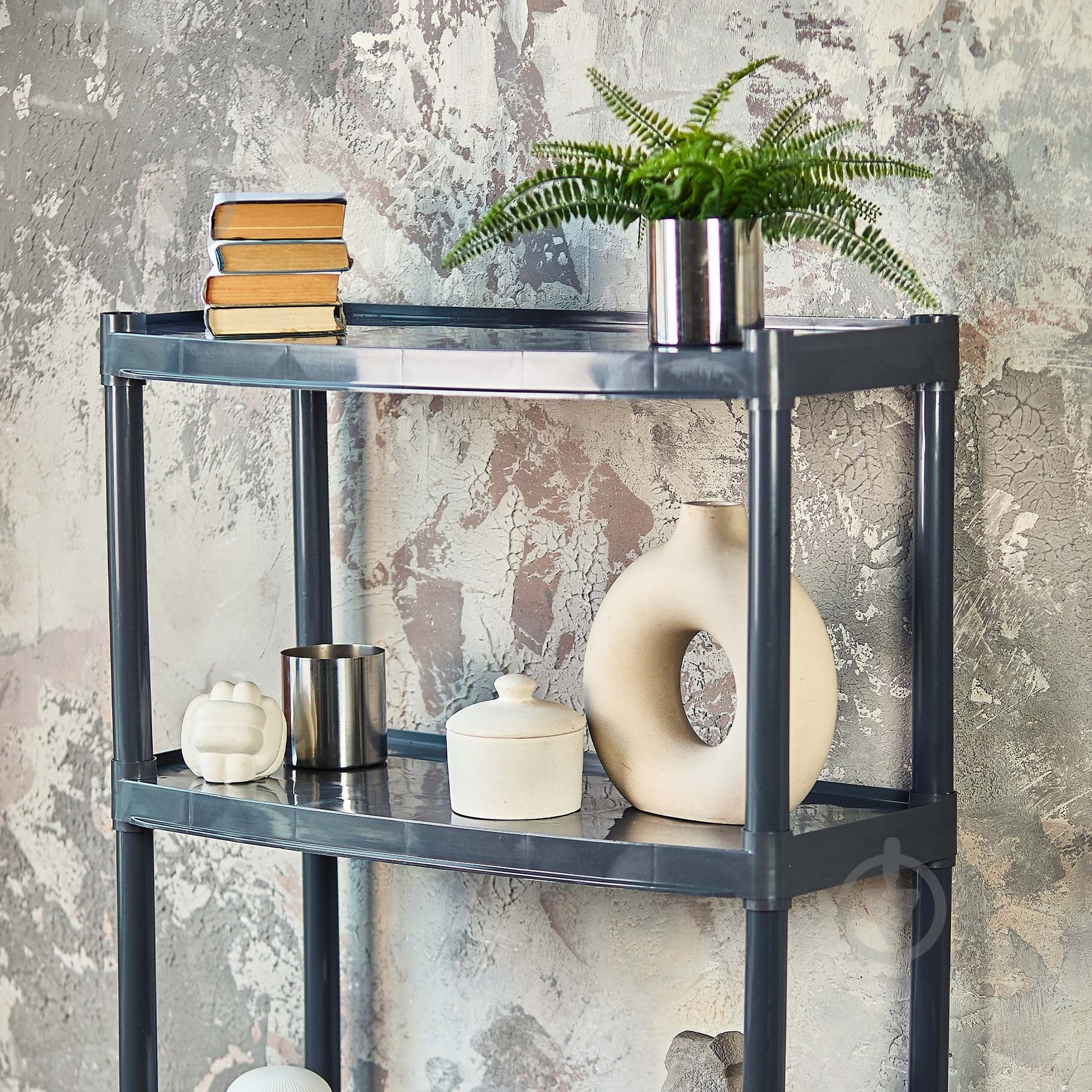 Стелаж 1800x370x820 мм Алеана граніт пластик полиці 5 шт. без покриття - фото 2