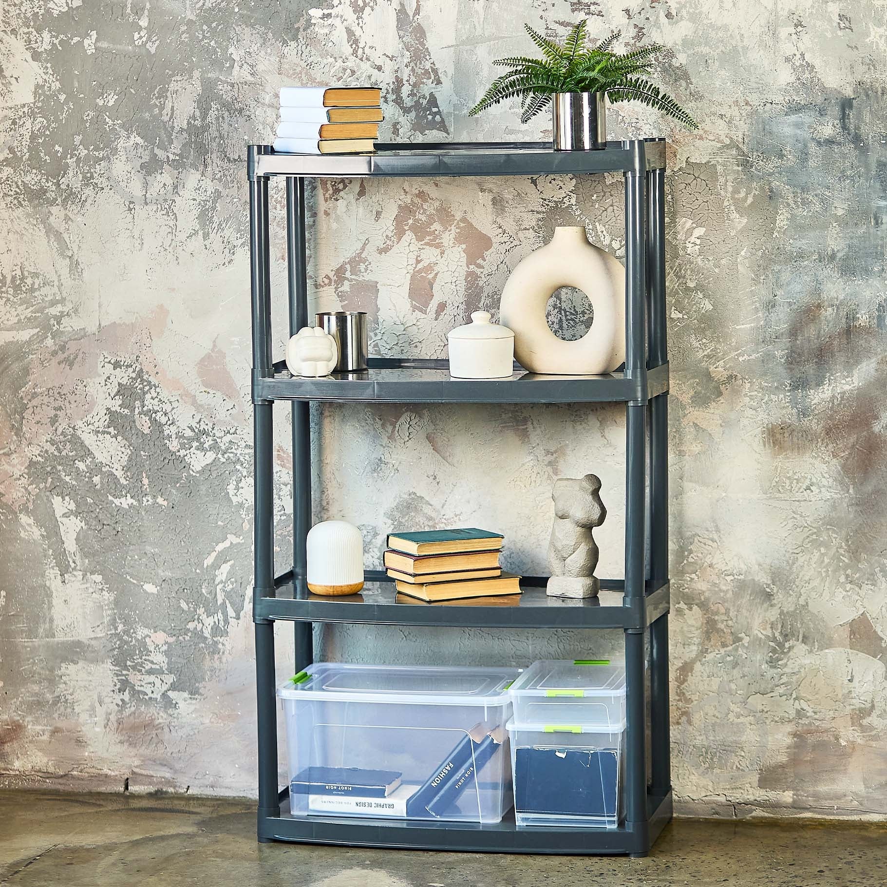 Стелаж 1800x370x820 мм Алеана граніт пластик полиці 5 шт. без покриття - фото 4