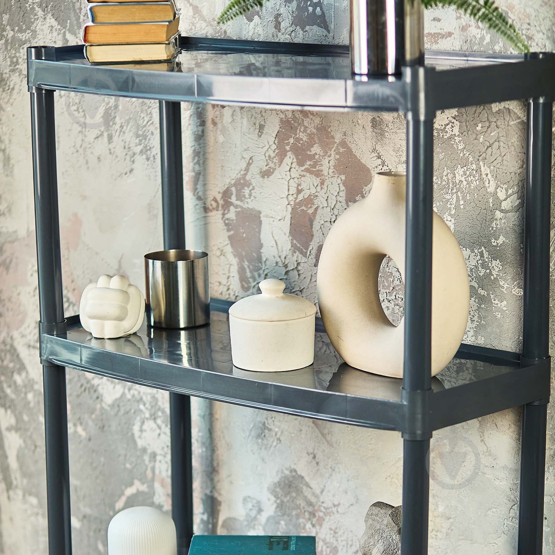 Стелаж 1800x370x820 мм Алеана граніт пластик полиці 5 шт. без покриття - фото 3