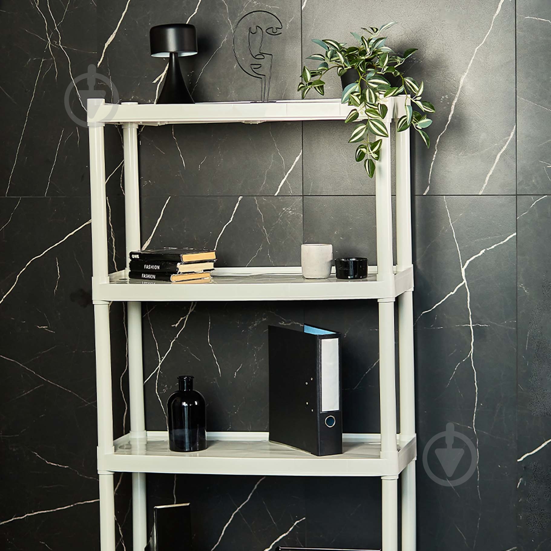 Стелаж 1800x370x820 мм Алеана біла роза пластик полиці 5 шт. без покриття - фото 2