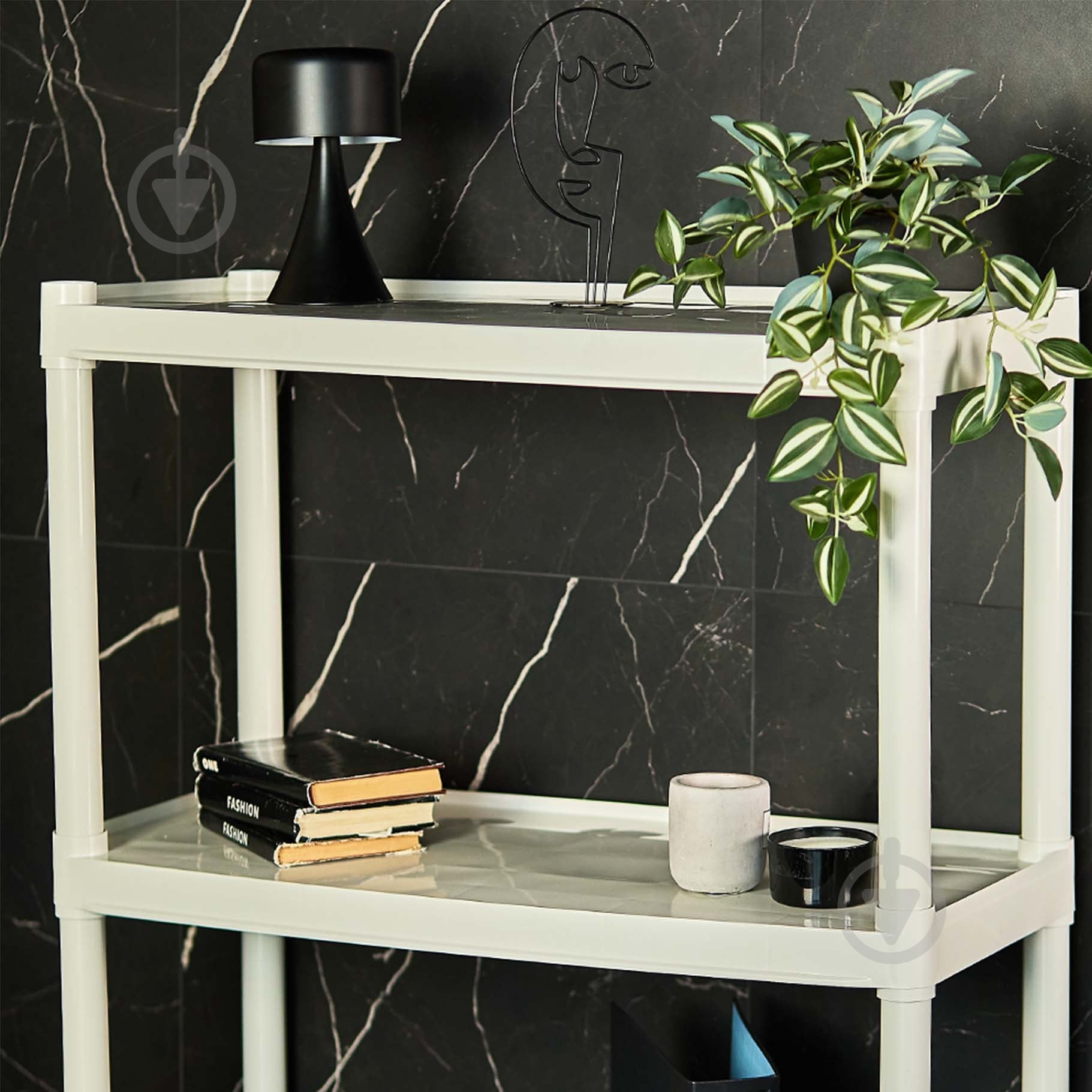 Стелаж 1800x370x820 мм Алеана біла роза пластик полиці 5 шт. без покриття - фото 3