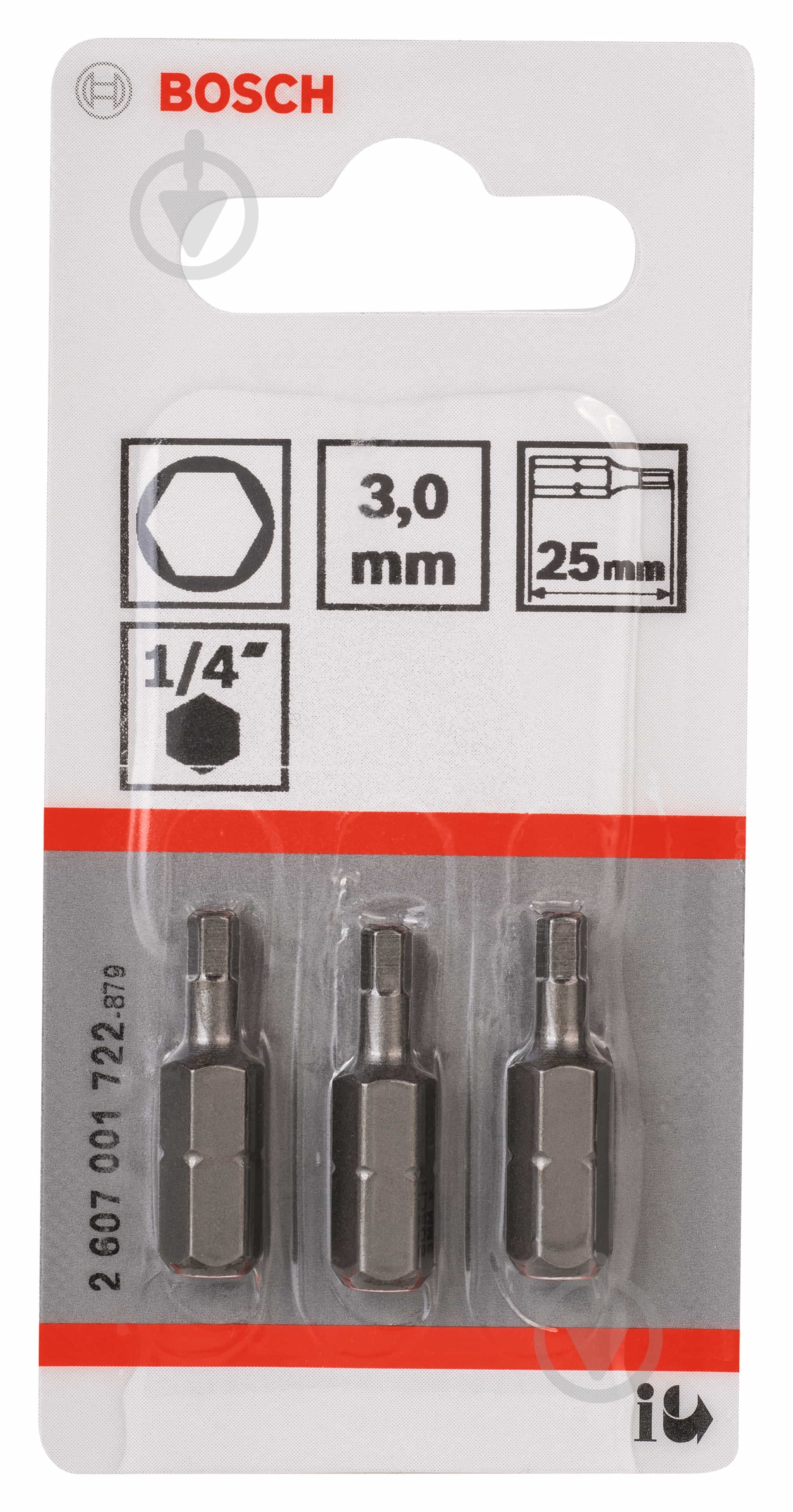 Бита Bosch Extra-Hart HEX 3 x 25 мм 2607001722 - фото 2