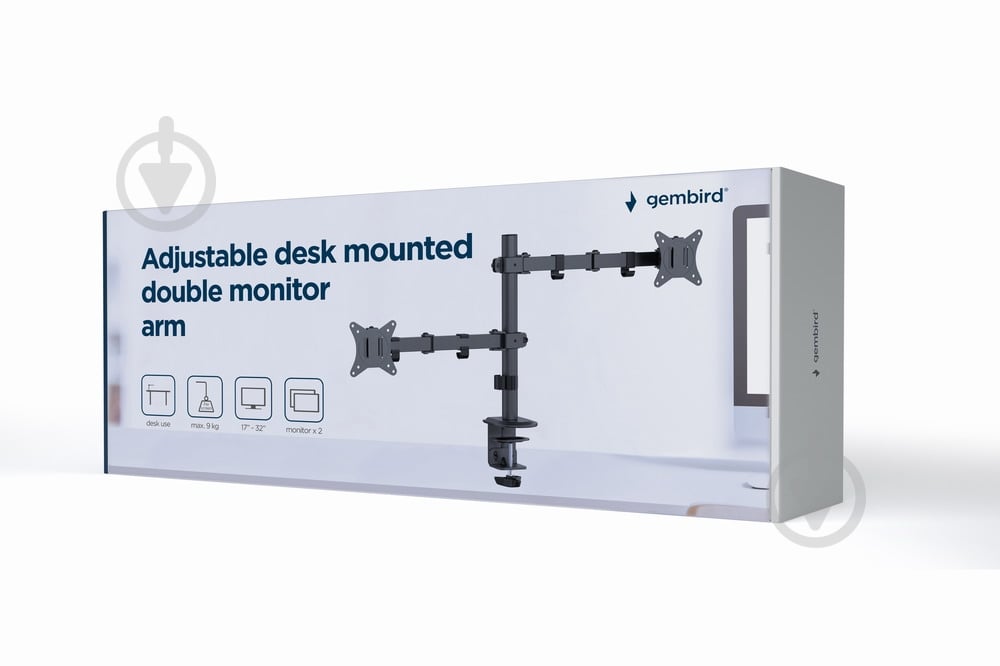 Крепление для монитора Gembird для 2 мониторов 17-32" (до 9 кг) MA-D2-03 поворотно-наклонные 17"-32" - фото 6 Крепление для монитора Gembird для 2 мониторов 17-32" (до 9 кг) MA-D2-03 поворотно-наклонные 17"-32" - фото 6