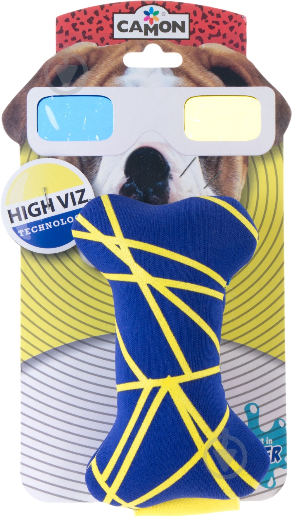 Игрушка для собак Camon Косточка High Viz с ручкой 14 см - фото 2