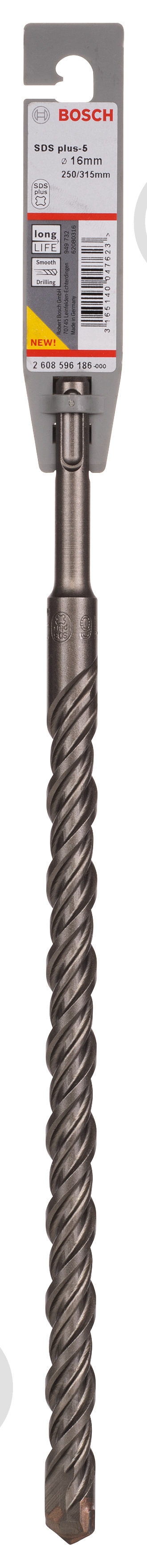 Бур Bosch 5 SDS-plus 16x250 мм 315 мм 2608596186 - фото 2 Бур Bosch 5 SDS-plus 16x250 мм 315 мм 2608596186 - фото 2