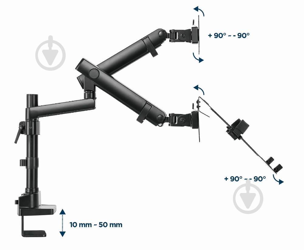 Крепление для монитора Gembird для 2 мониторов 17-32" та ноутбуку (1-8 кг) MA-DA3-02 поворотно-наклонные 17"-32" черный - фото 7 Крепление для монитора Gembird для 2 мониторов 17-32" та ноутбуку (1-8 кг) MA-DA3-02 поворотно-наклонные 17"-32" черный - фото 7