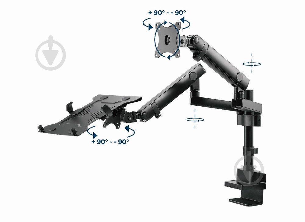 Крепление для монитора Gembird для 2 мониторов 17-32" та ноутбуку (1-8 кг) MA-DA3-02 поворотно-наклонные 17"-32" черный - фото 8 Крепление для монитора Gembird для 2 мониторов 17-32" та ноутбуку (1-8 кг) MA-DA3-02 поворотно-наклонные 17"-32" черный - фото 8
