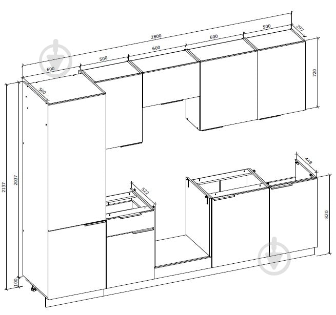 Кухня Грейд Хлоя ДСП 2,8м кашемір/дуб артізан/кашемір - фото 2 Кухня Грейд Хлоя ДСП 2,8м кашемір/дуб артізан/кашемір - фото 2